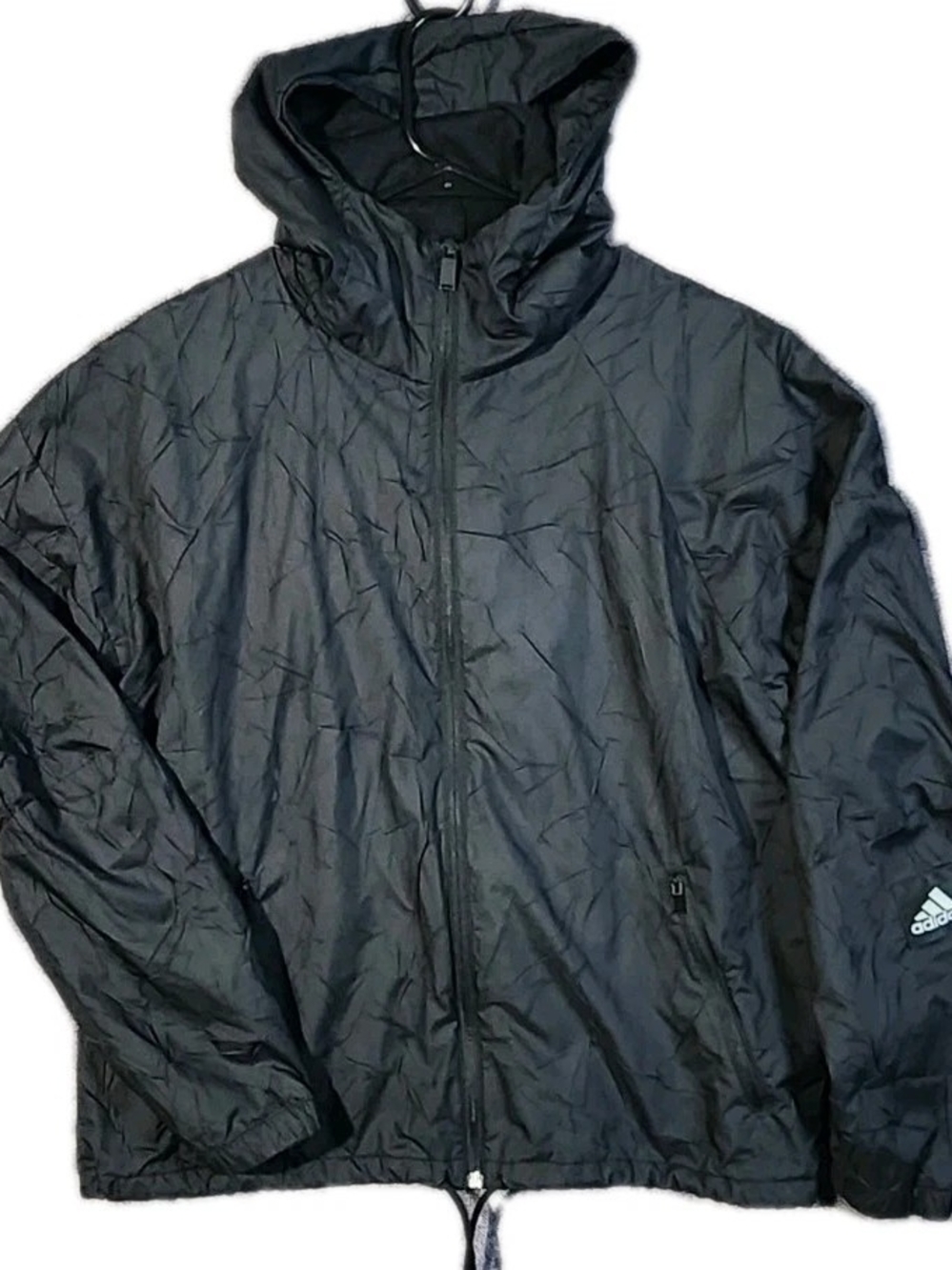 ADIDAS Women's Windbreaker Hooded Jacket Small Black Wind Ready